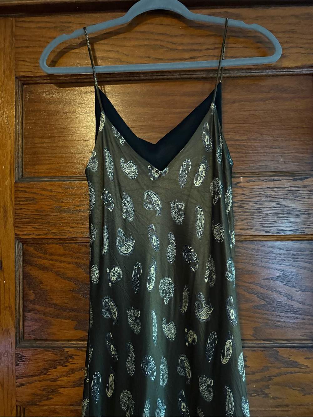 VINTAGE Paisley Maxi Slip Dress Boho Statement Bias Cut Flowy Spaghetti Strap L - Picture 6 of 10